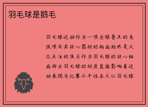 羽毛球是鹅毛